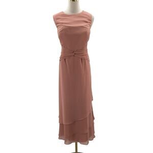 AW BRIDAL16 2X plus rose pink mother of bride formal party midi dress NEW B49